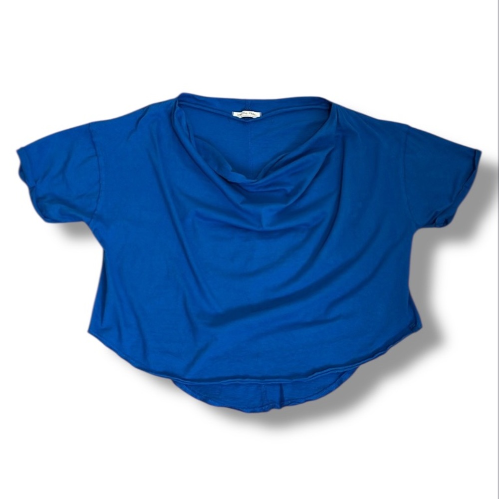 We The Free Royal Blue Draped Crop Sweatshirt